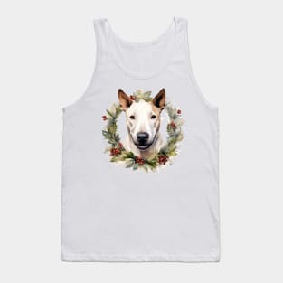 Christmas Bull Terrier Dog Wreath Tank Top